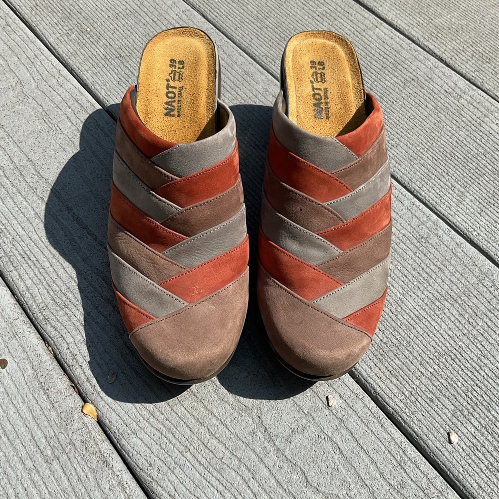NAOT Women's Multicolor Leather Clogs Israel 39/ 8.5 US